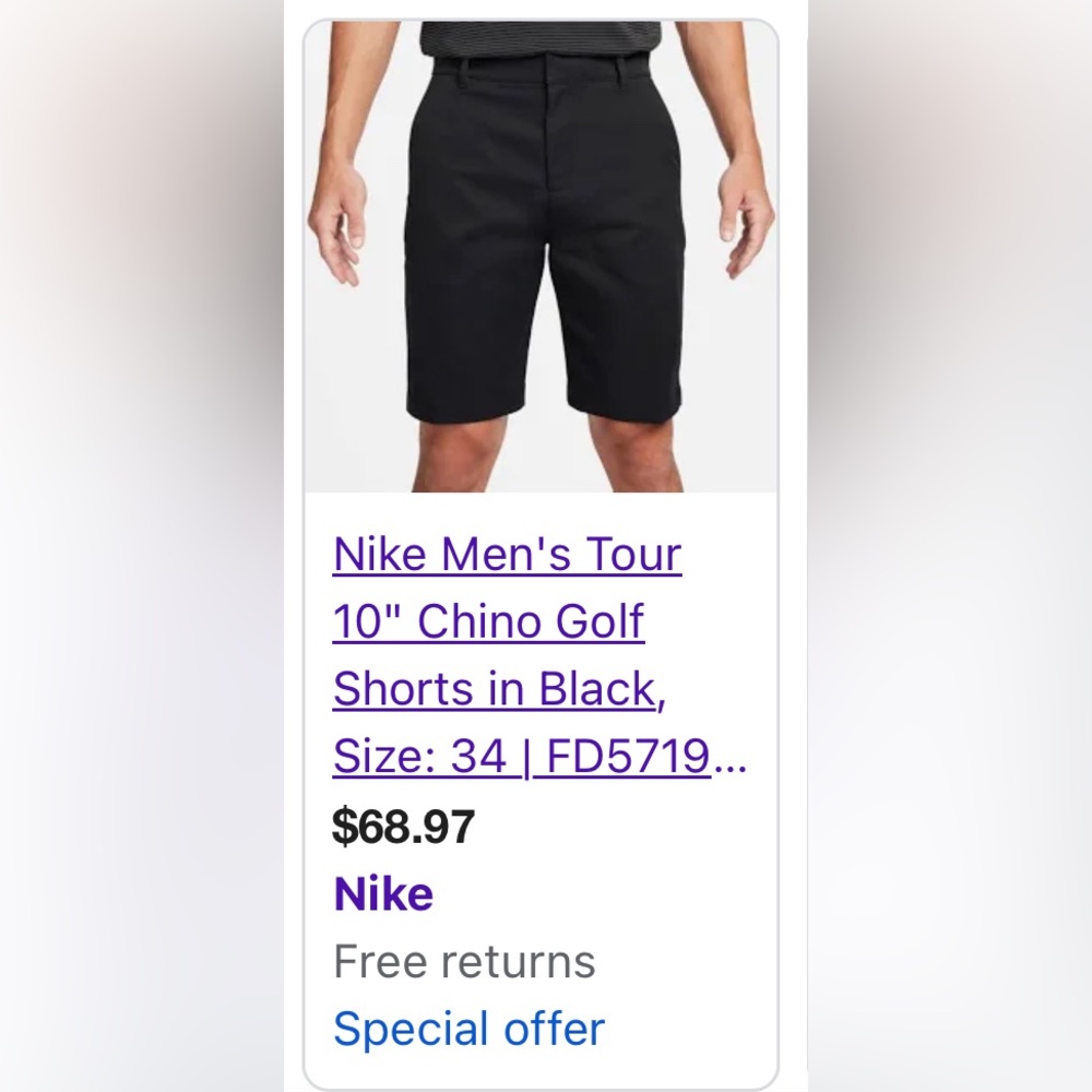 Golf shorts Nike Like NEW 36G, relaxed and streamlined fit
